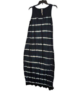 Sleeveless Kensie Black & White Tie-Dye Maxi Dress With Crinkle Hem Womens Size